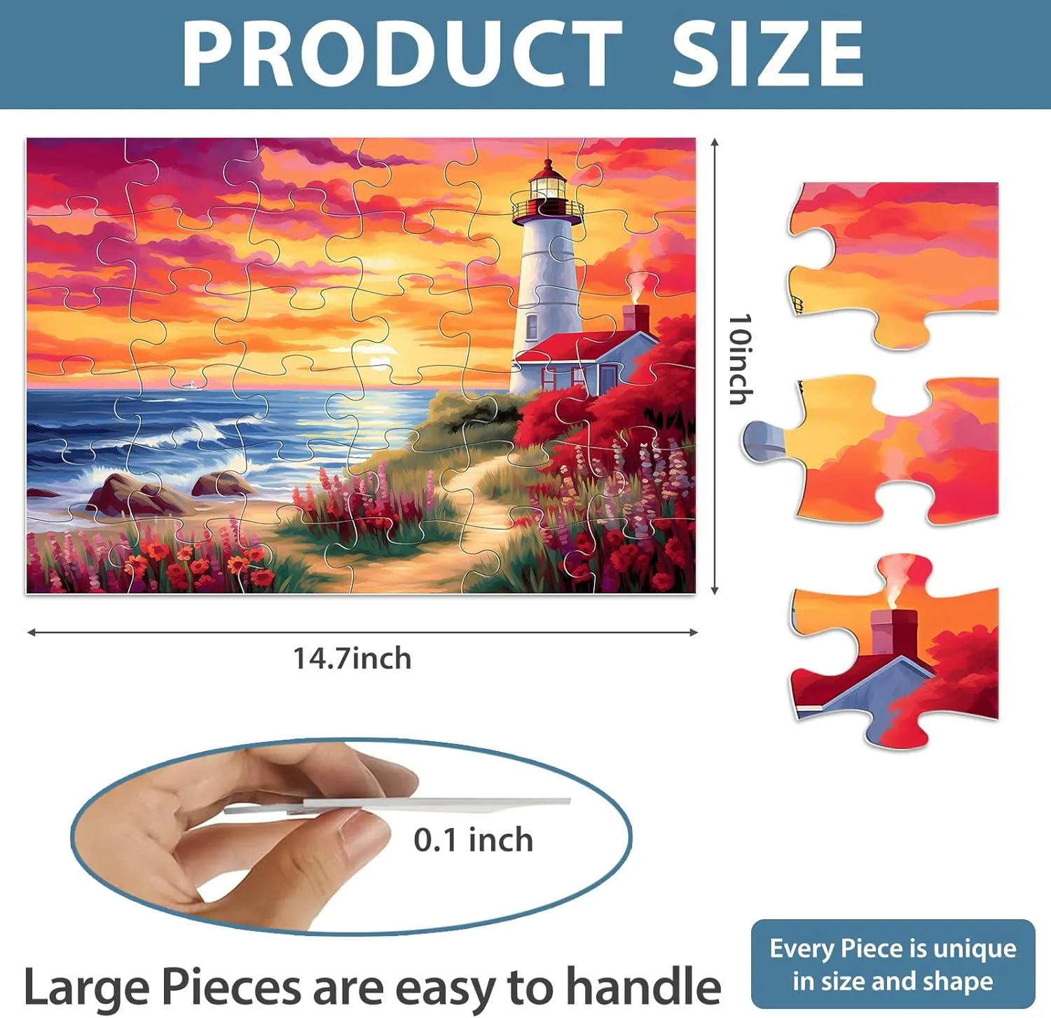 6 Pack 36 Piece Large Jigsaw Puzzle for Seniors Puzzles Dementia Alzheimer's Products and Activities for Elderly Adults Alzheimer's Puzzles Easy Memory Games Gift for Seniors Patients in Nursing Home