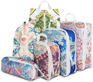 6 Pcs Compression Packing Cubes for Travel Suitcases, Waterproof Luggage Organizer Bags Set, Washable Packaging Cubes for Women Backpack Travel Perfect for Carry-Ons and Storage
