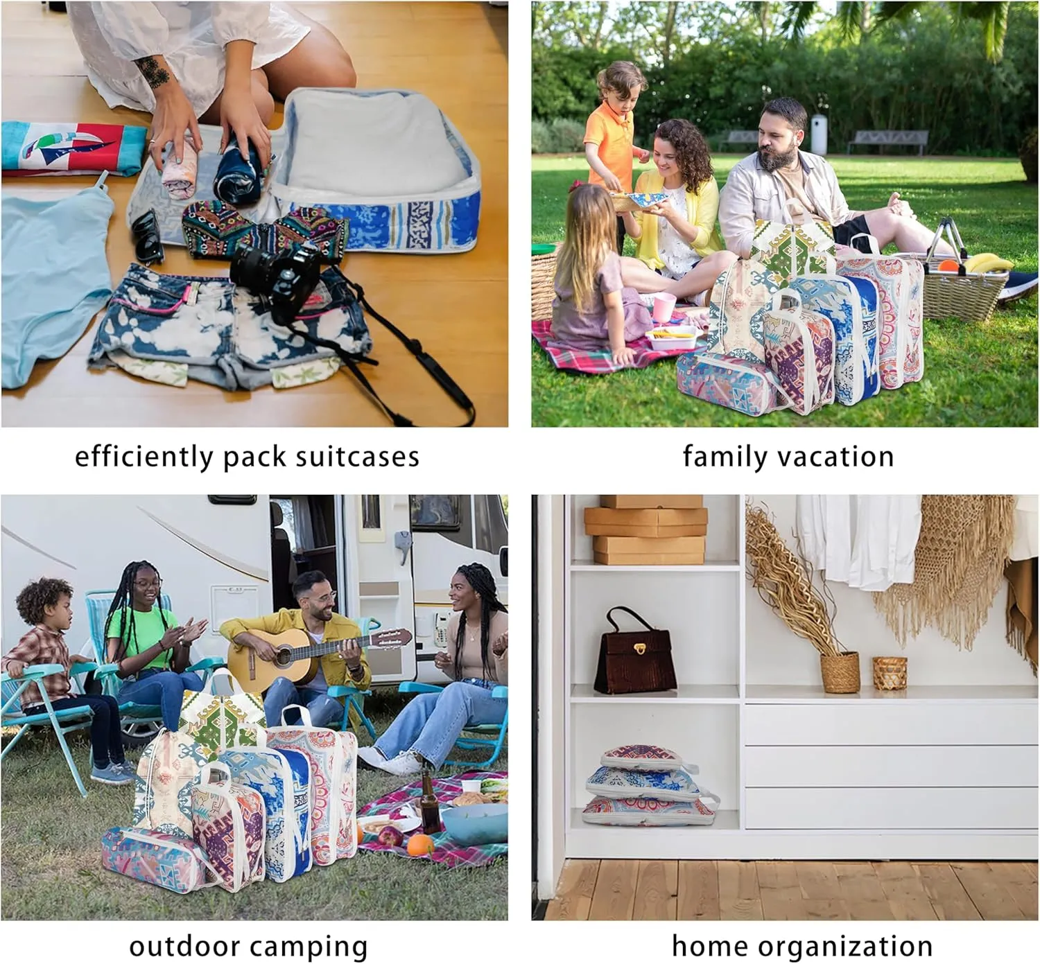 6 Pcs Compression Packing Cubes for Travel Suitcases, Waterproof Luggage Organizer Bags Set, Washable Packaging Cubes for Women Backpack Travel Perfect for Carry-Ons and Storage