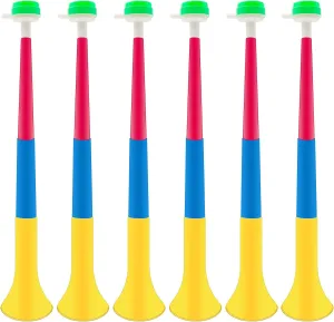 6 PCS Plastic Collapsible Stadium Horns, Collapsible Air Horns Noisemaker Toys for Sporting Events Football Games Graduation School Sports Party Decorations Supplies Favors (Random Color Matching)