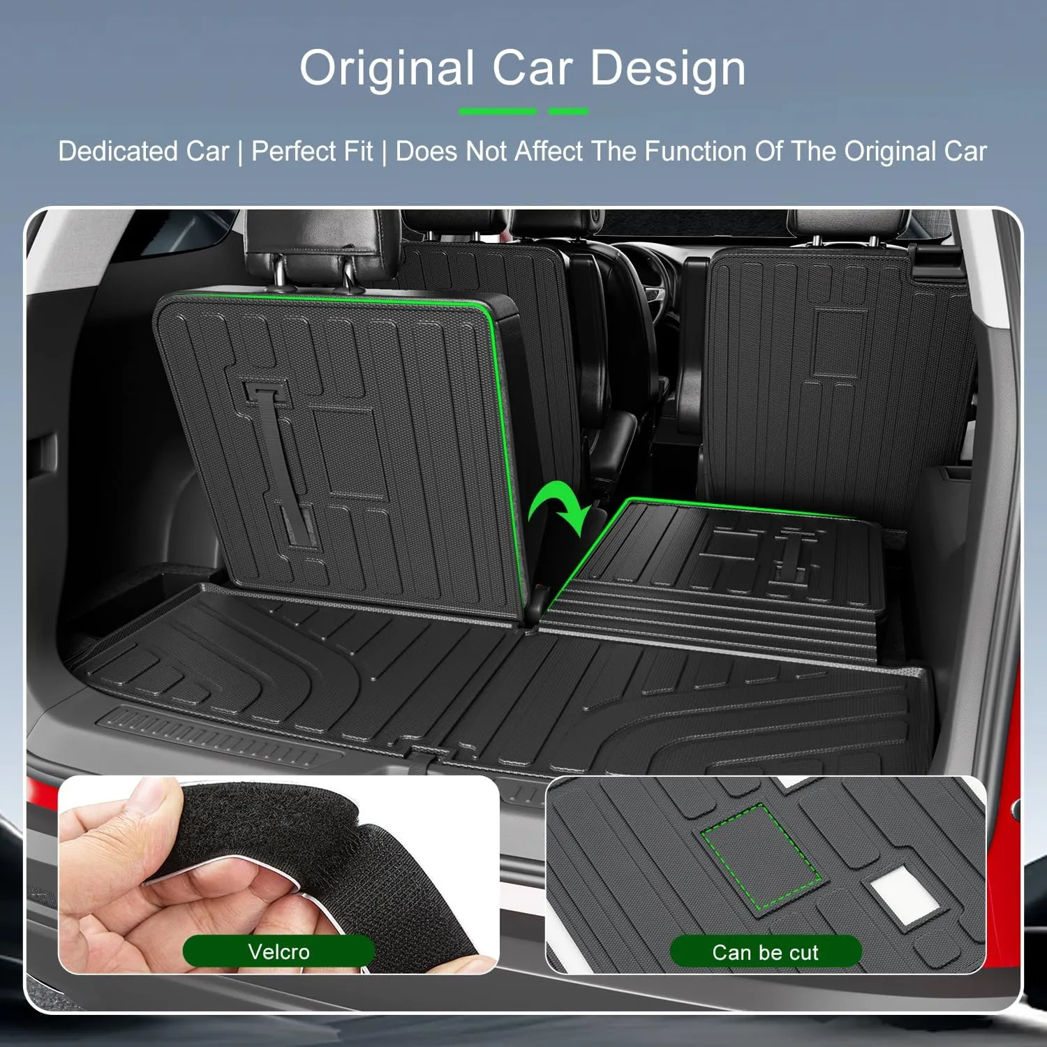 6 Seats Cargo Mat Compatible with 2017-2023 GMC Acadia TPE Cargo Liner Trunk Mat Trunk Liner Backrest Replacement for 2017-2023 GMC Acadia Accessories