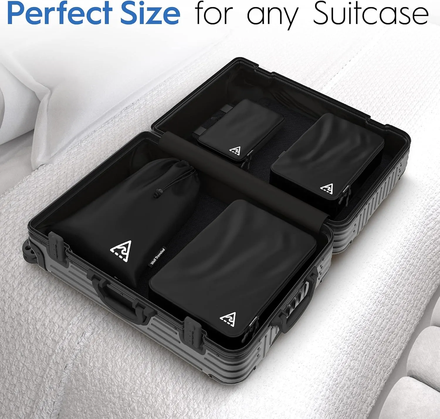 8 Set/4 Set Deluxe Compression Packing Cubes Travel - Maximize Space In Luggage With Patented HybridMax Double Capacity Design, Luxury Compressible Packing Cubes For Travel, Large, Small, & Medium