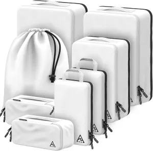 8 Set/4 Set Deluxe Compression Packing Cubes Travel - Maximize Space In Luggage With Patented HybridMax Double Capacity Design, Luxury Compressible Packing Cubes For Travel, Large, Small, & Medium