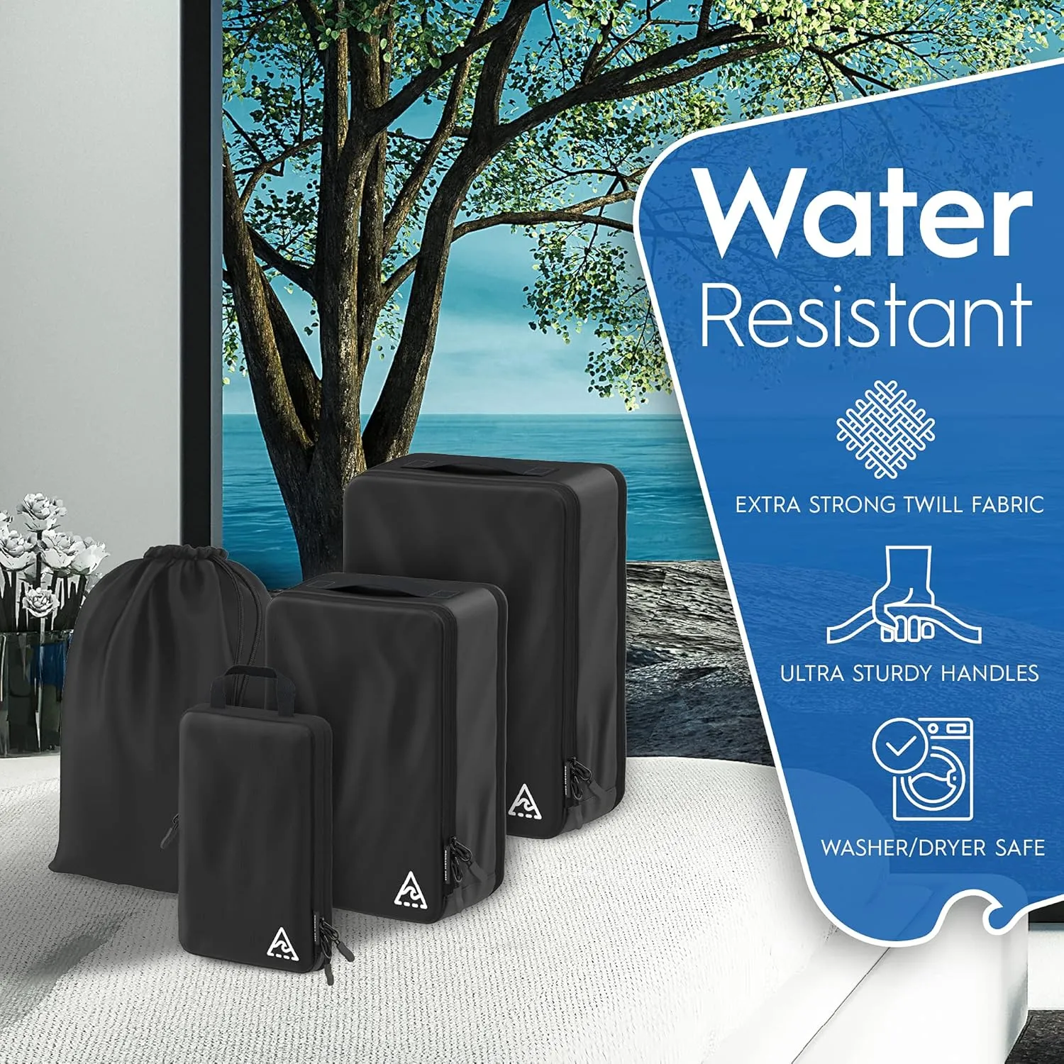 8 Set/4 Set Deluxe Compression Packing Cubes Travel - Maximize Space In Luggage With Patented HybridMax Double Capacity Design, Luxury Compressible Packing Cubes For Travel, Large, Small, & Medium