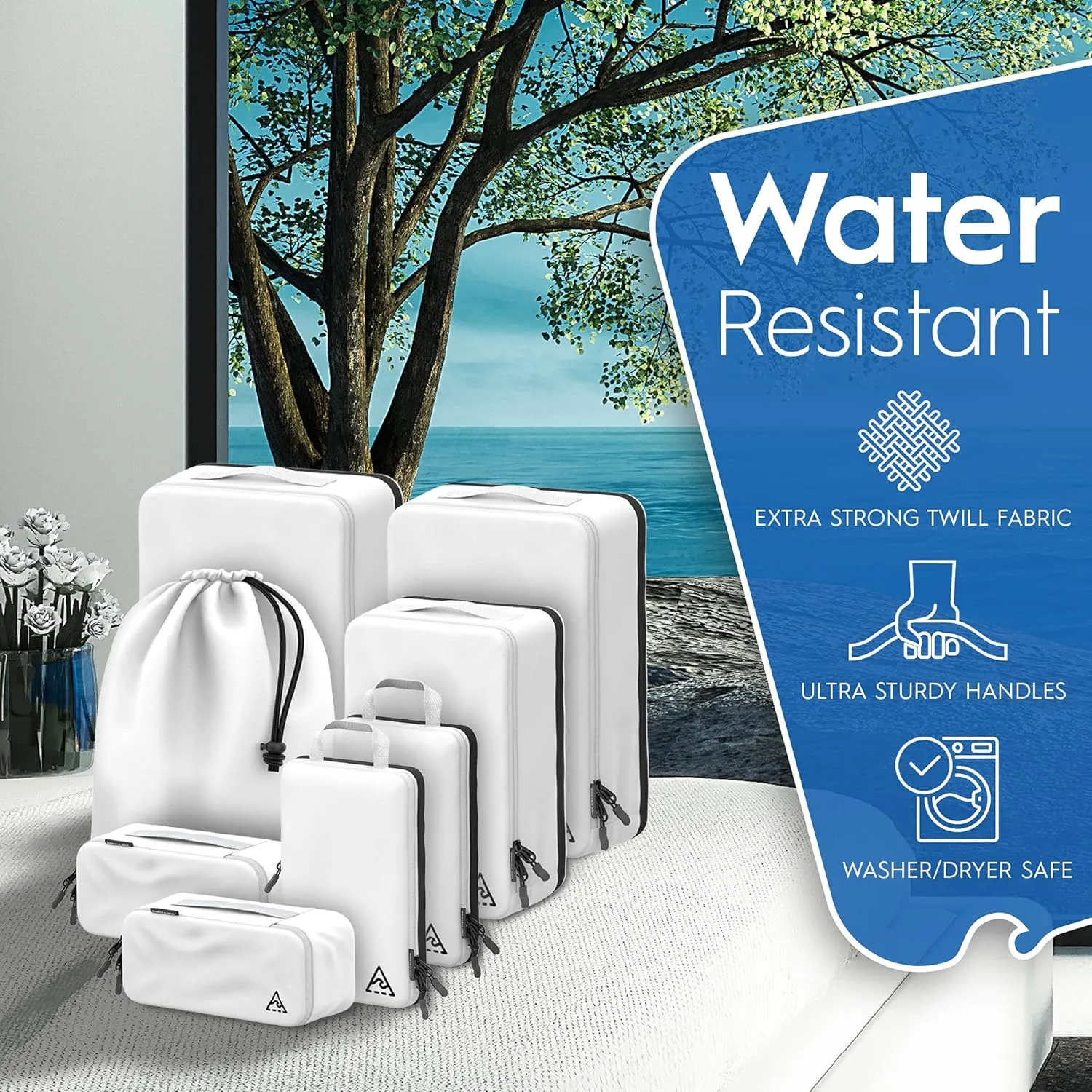 8 Set/4 Set Deluxe Compression Packing Cubes Travel - Maximize Space In Luggage With Patented HybridMax Double Capacity Design, Luxury Compressible Packing Cubes For Travel, Large, Small, & Medium