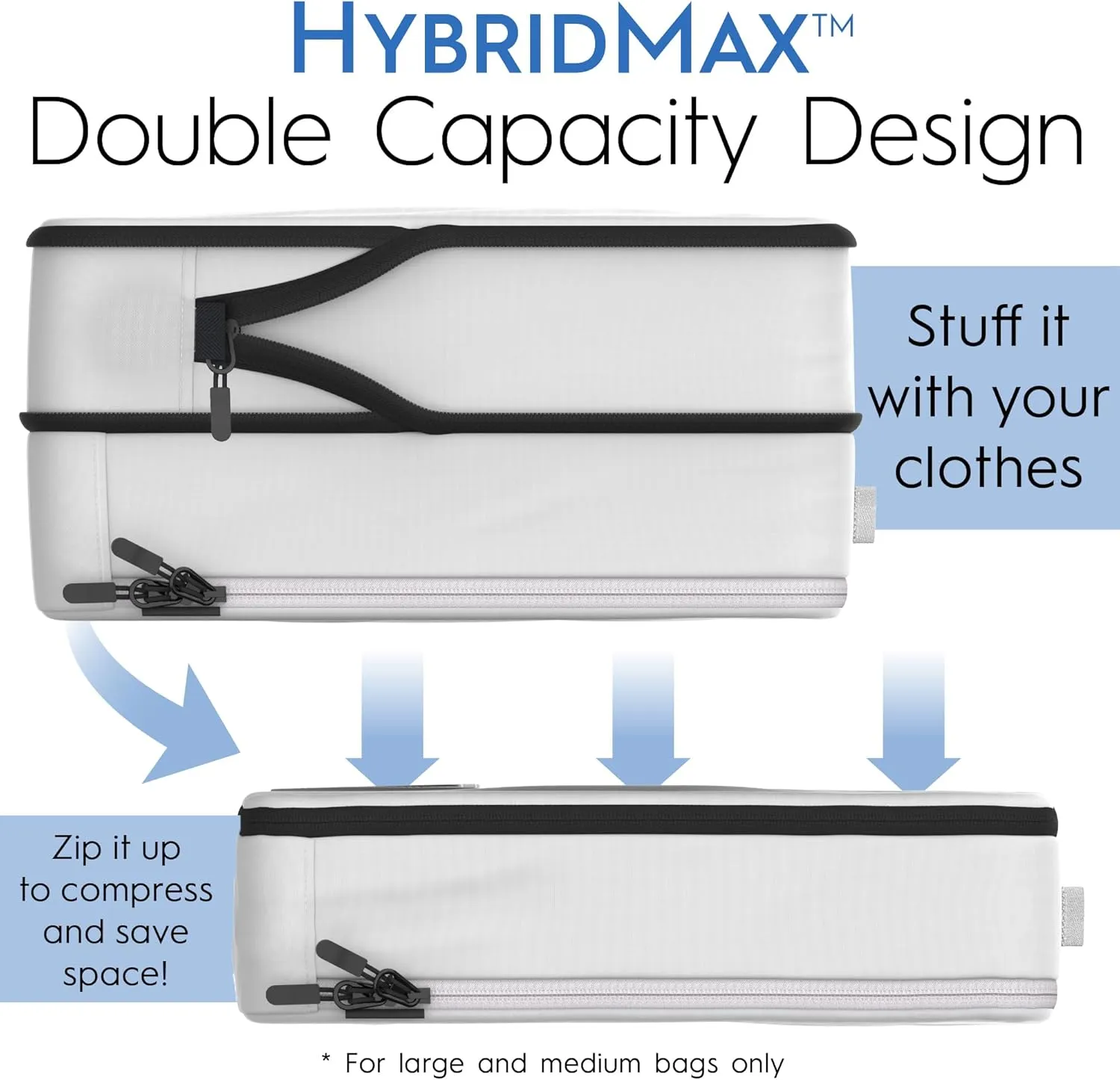 8 Set/4 Set Deluxe Compression Packing Cubes Travel - Maximize Space In Luggage With Patented HybridMax Double Capacity Design, Luxury Compressible Packing Cubes For Travel, Large, Small, & Medium