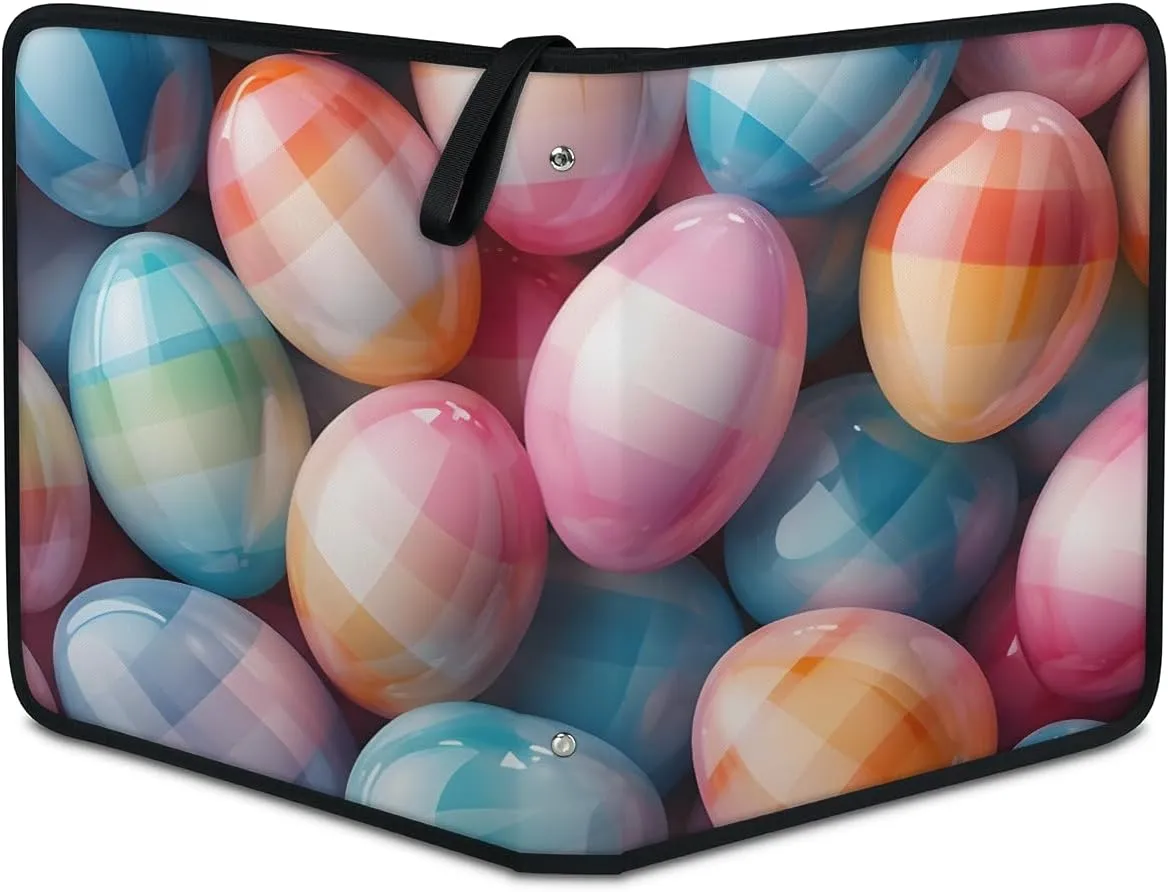 9 Pocket Card Binder, Colorful Easter Egg 900 Pockets Collector Album with Zipper Trading Card Binder, Double Sided Pocket Collection Binder