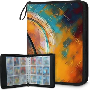 9 Pocket Card Binder, Graffiti Basketball 900 Pockets Collector Album with Zipper Trading Card Binder, Colorful Basketball Double Sided Pocket Collection Binder
