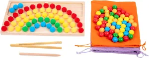 Adena Montessori Wooden Peg Balls Double-Sided Rainbow Beads Game Counting Matching Game Bead Counting Fine Motor Skill Montessori Toys Early Montessori Sorting Toys