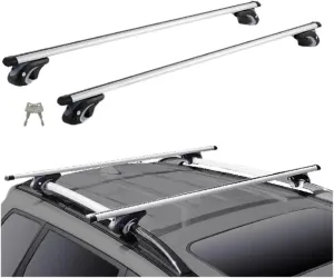 Adjustable Roof Rack Crossbar 200LBS Capacity Silver Black Compatible with Most Cars