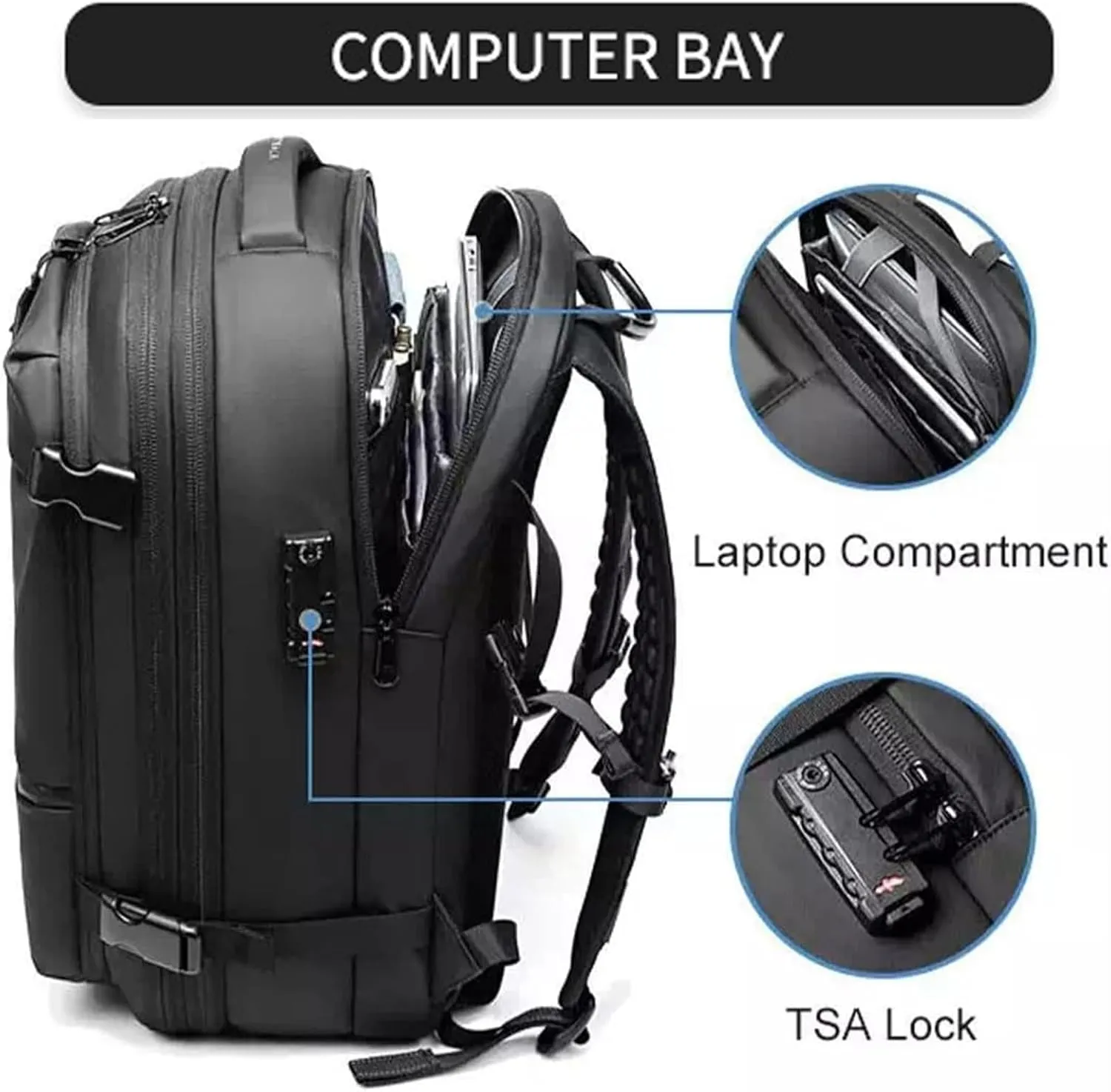 Aeropack Backpack, 60L Aeropack Zoom Vacuum Compression Backpack, Multifunctional Waterproof Expandable Anti-Theft Backpack for Travel (Black-2.0, Without Air Pump)