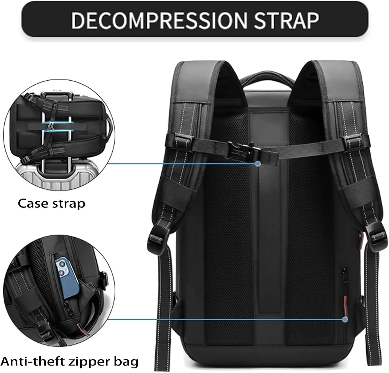 Aeropack Backpack, 60L Aeropack Zoom Vacuum Compression Backpack, Multifunctional Waterproof Expandable Anti-Theft Backpack for Travel (Black-2.0, Without Air Pump)