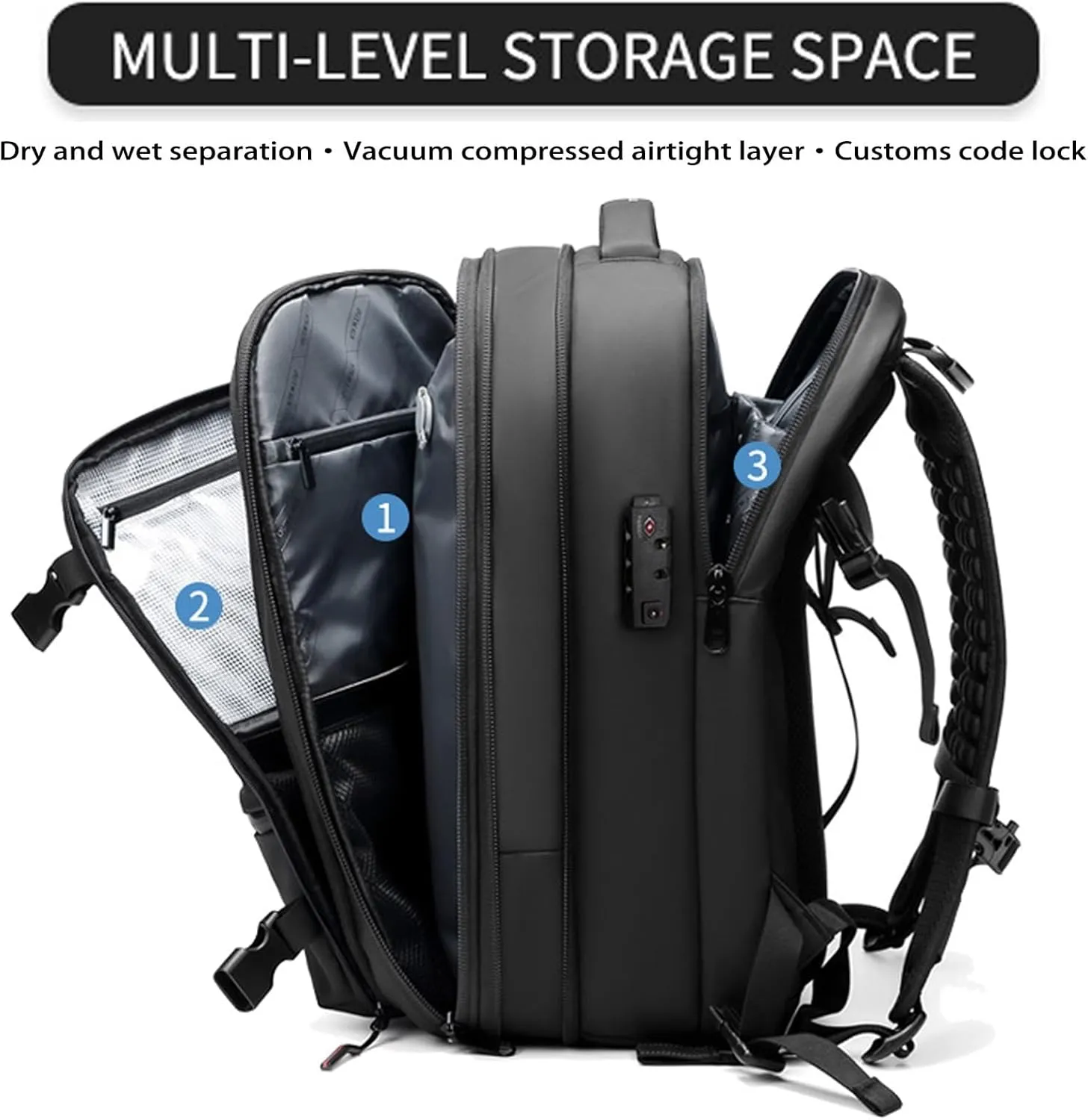 Aeropack Backpack, 60L Aeropack Zoom Vacuum Compression Backpack, Multifunctional Waterproof Expandable Anti-Theft Backpack for Travel (Grey-1.0, Without Air Pump)