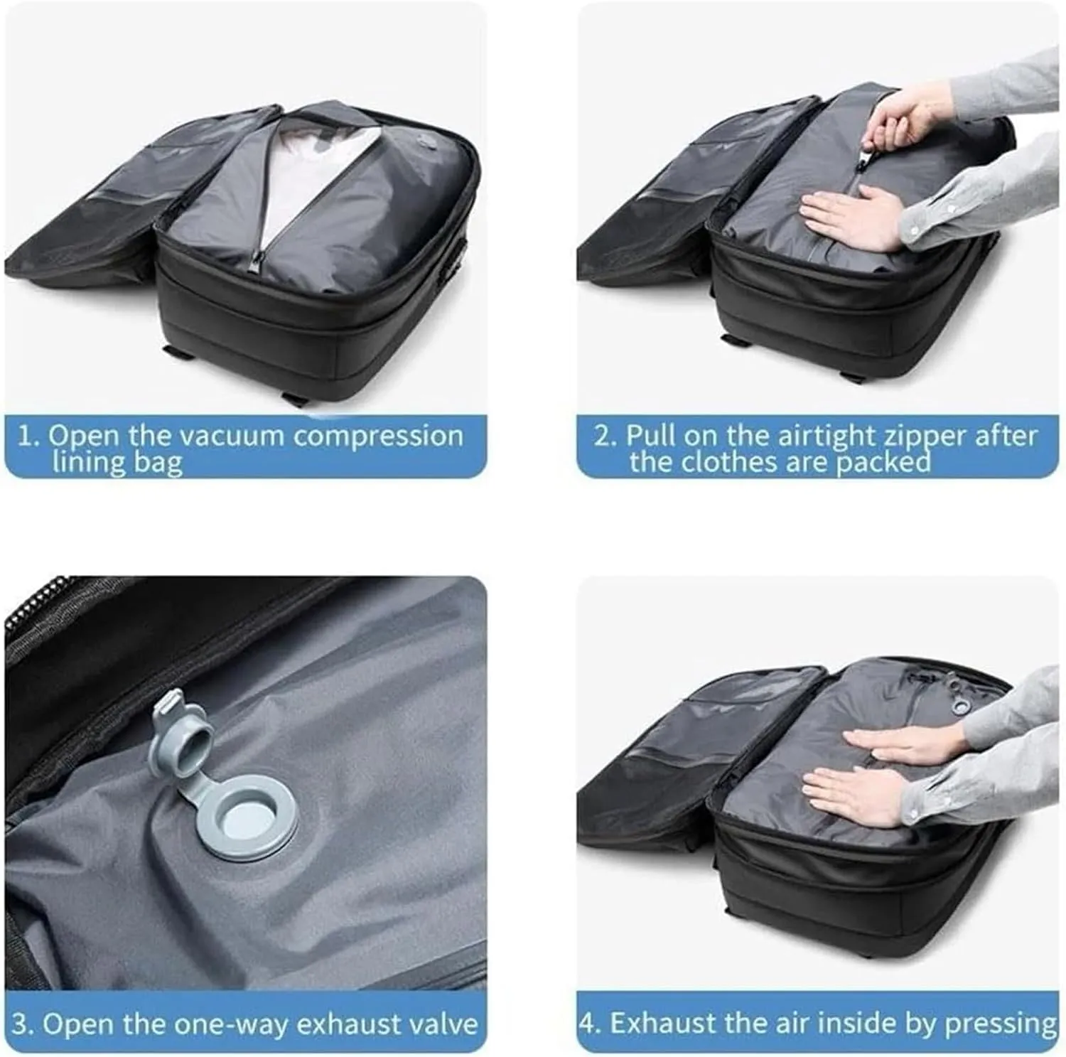 Aeropack Backpack, 60L Aeropack Zoom Vacuum Compression Backpack, Multifunctional Waterproof Expandable Anti-Theft Backpack for Travel (Grey-1.0, Without Air Pump)