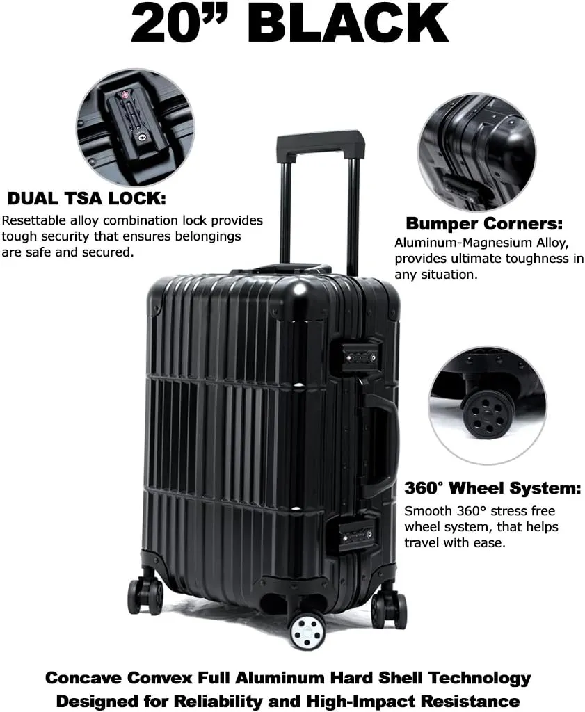 All Aluminum Luxury Hard Case Carry-On 20" Luggage