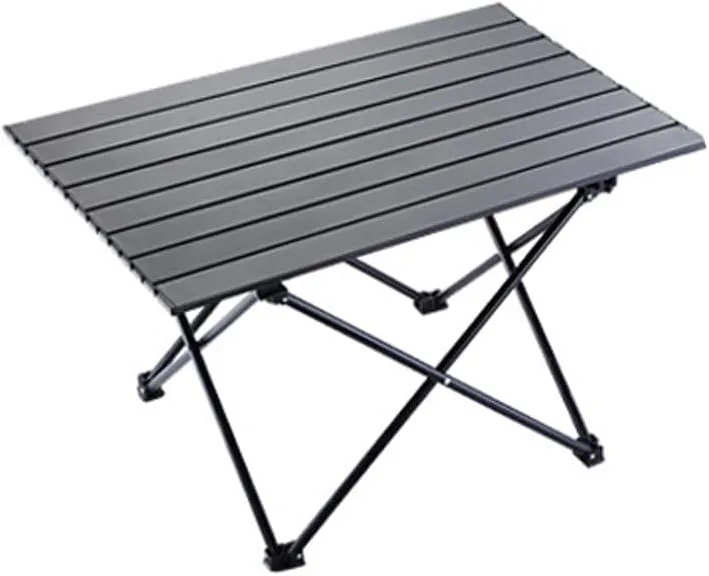 Aluminum Alloy Camping Folding Table - Portable Picnic Desk with Carry Bag, Lightweight Outdoor Dining Set (Black Table (Medium))