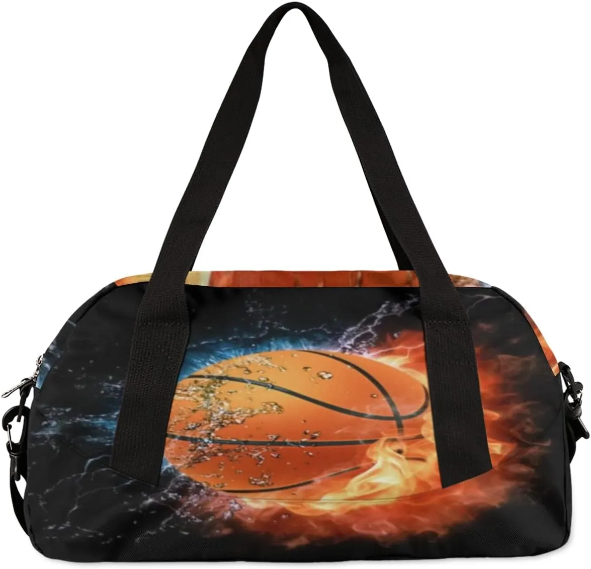 American Basketball Sports Print Boy Basketball Duffle Bag Kids Gym Bag, Ball Waterproof Gym Sports Duffle Bag Teen Personalized Travel Gymnastic Weekender Bag Custom Carry on Soccer Tote Bag for Boys