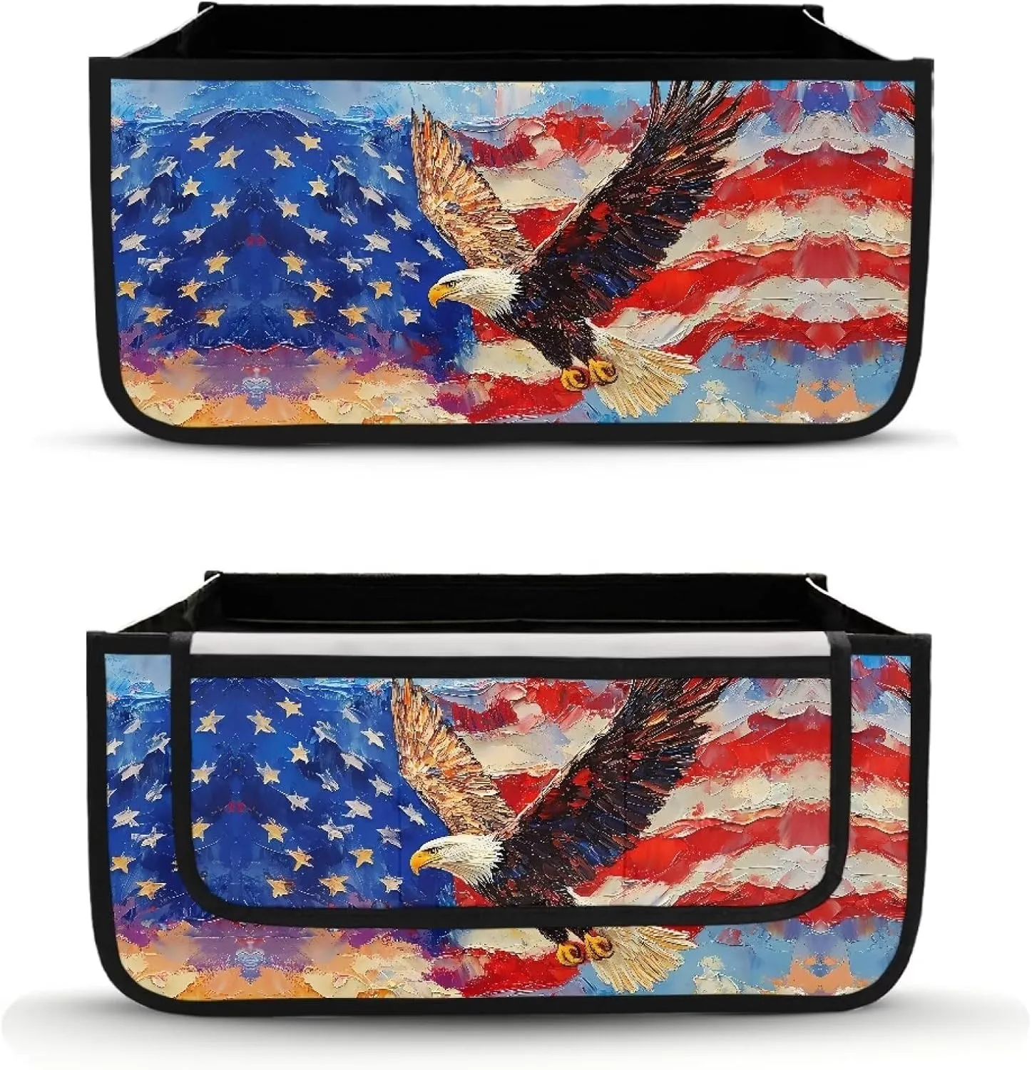American Flag Eagle Walker Bag Foldable Walker Storage Bag with Small Internal Pockets Large Capacity Organizer Walker Attachment