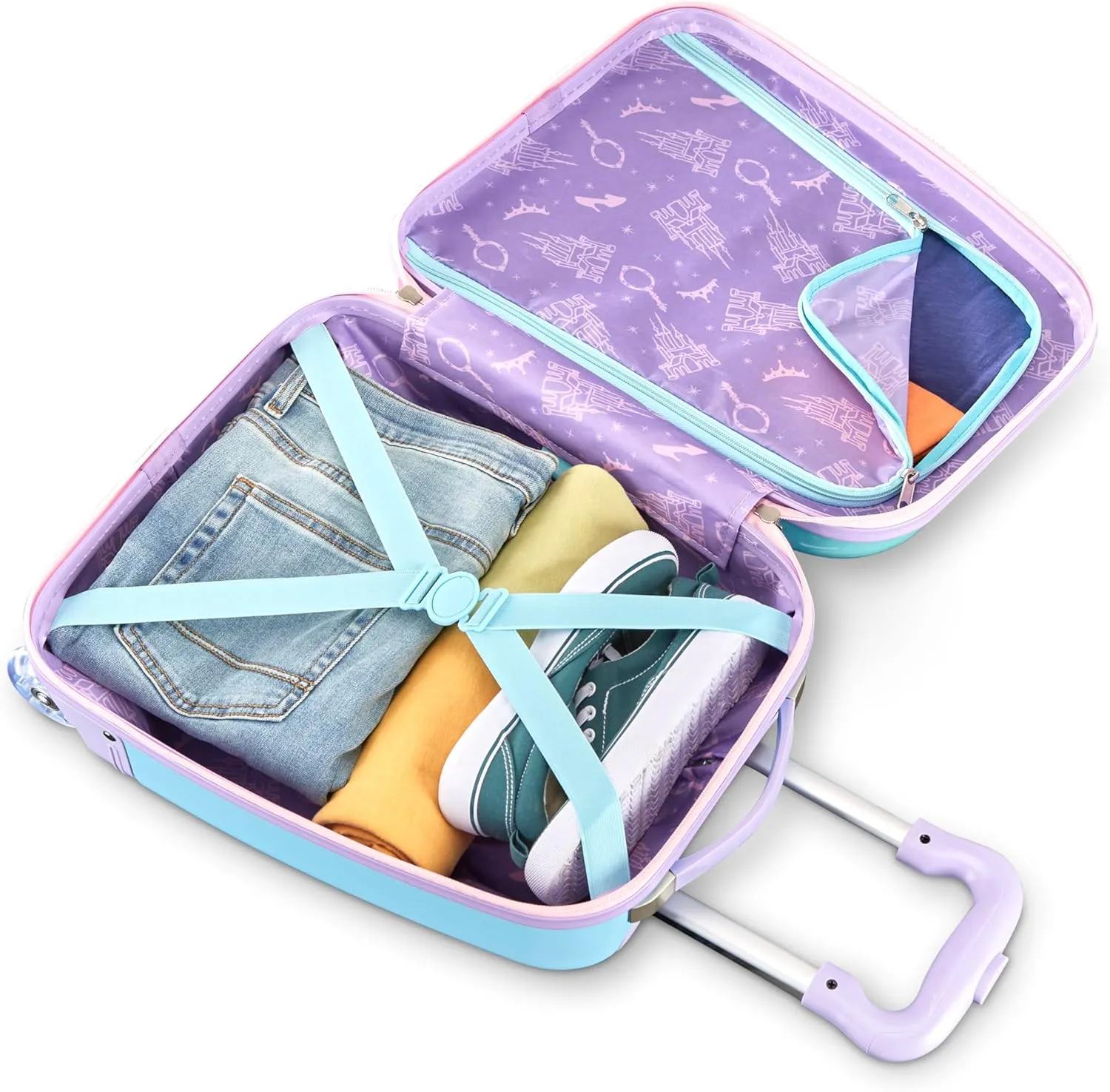 American Tourister Disney Princess Kids Carry-On Luggage, Hardside With Single Spinner Wheels