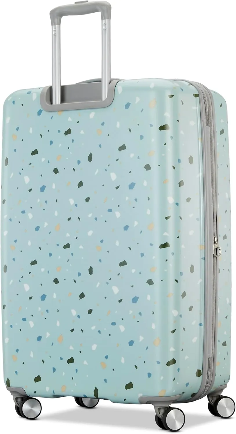 American Tourister Moonlight Hardside Expandable Luggage with Spinner Wheels, Blue Terazzo, 2-Piece Set (20/28)