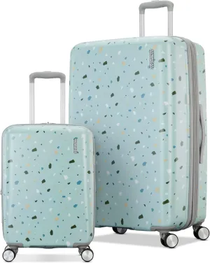 American Tourister Moonlight Hardside Expandable Luggage with Spinner Wheels, Blue Terazzo, 2-Piece Set (20/28)