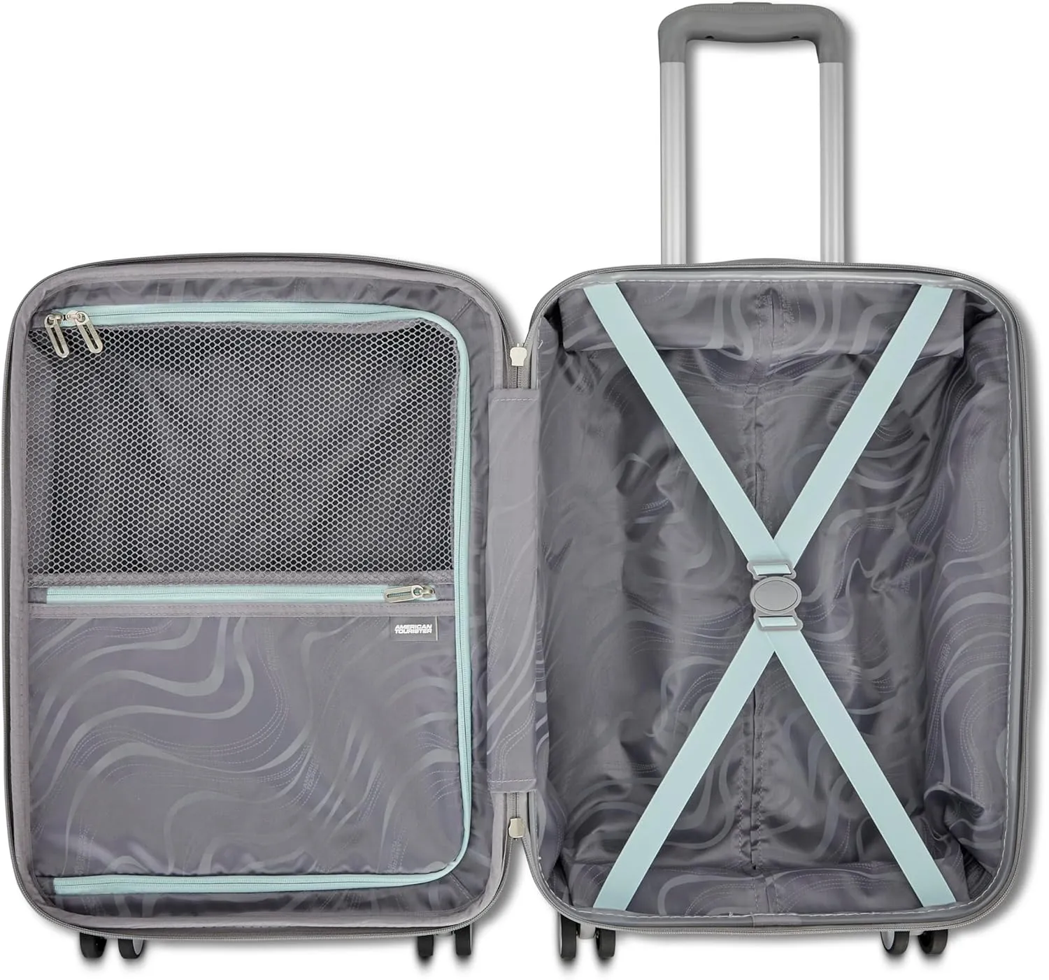 American Tourister Moonlight Hardside Expandable Luggage with Spinner Wheels, Blue Terazzo, 2-Piece Set (20/28)
