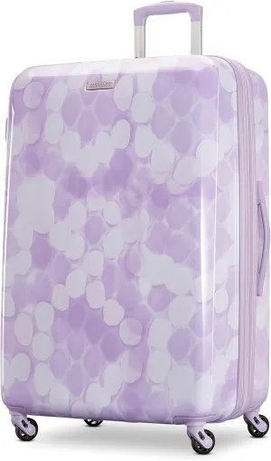 American Tourister Moonlight Hardside Expandable Luggage with Spinner Wheels, Lavender Maze, Checked-Large 28-Inch