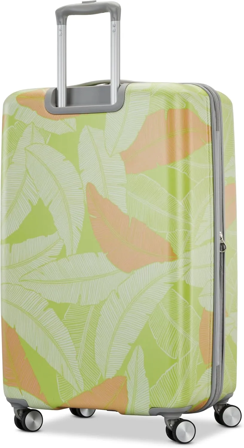 American Tourister Moonlight Hardside Expandable Luggage with Spinner Wheels, Palm, Large Checked Suitcase 28-Inch