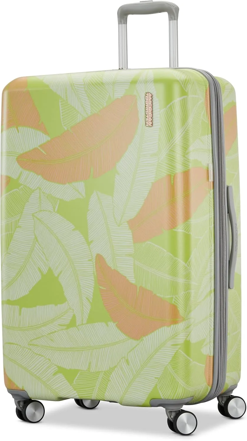 American Tourister Moonlight Hardside Expandable Luggage with Spinner Wheels, Palm, Large Checked Suitcase 28-Inch