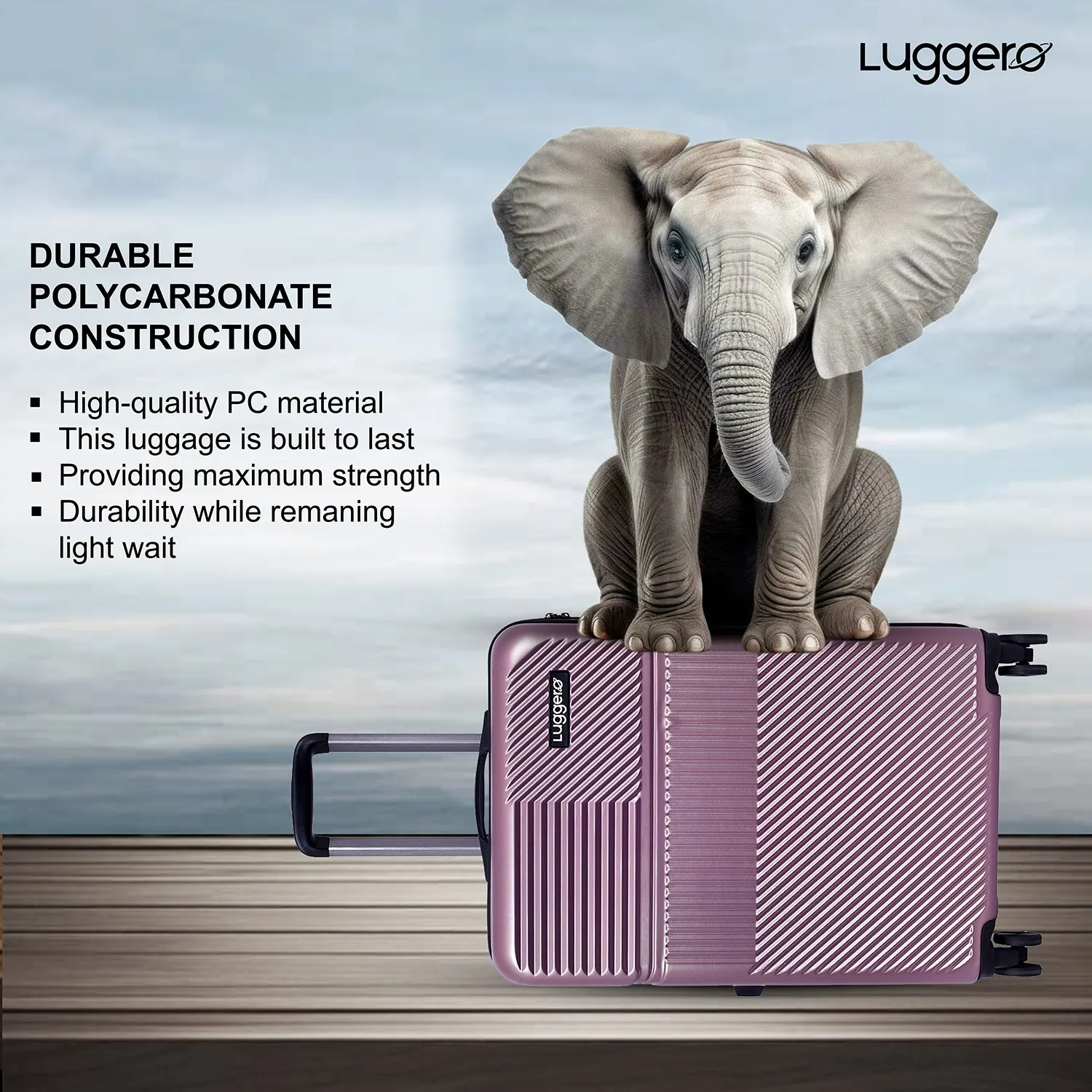 Amiggo Rose gold Light weight luggage - Cabin & Large