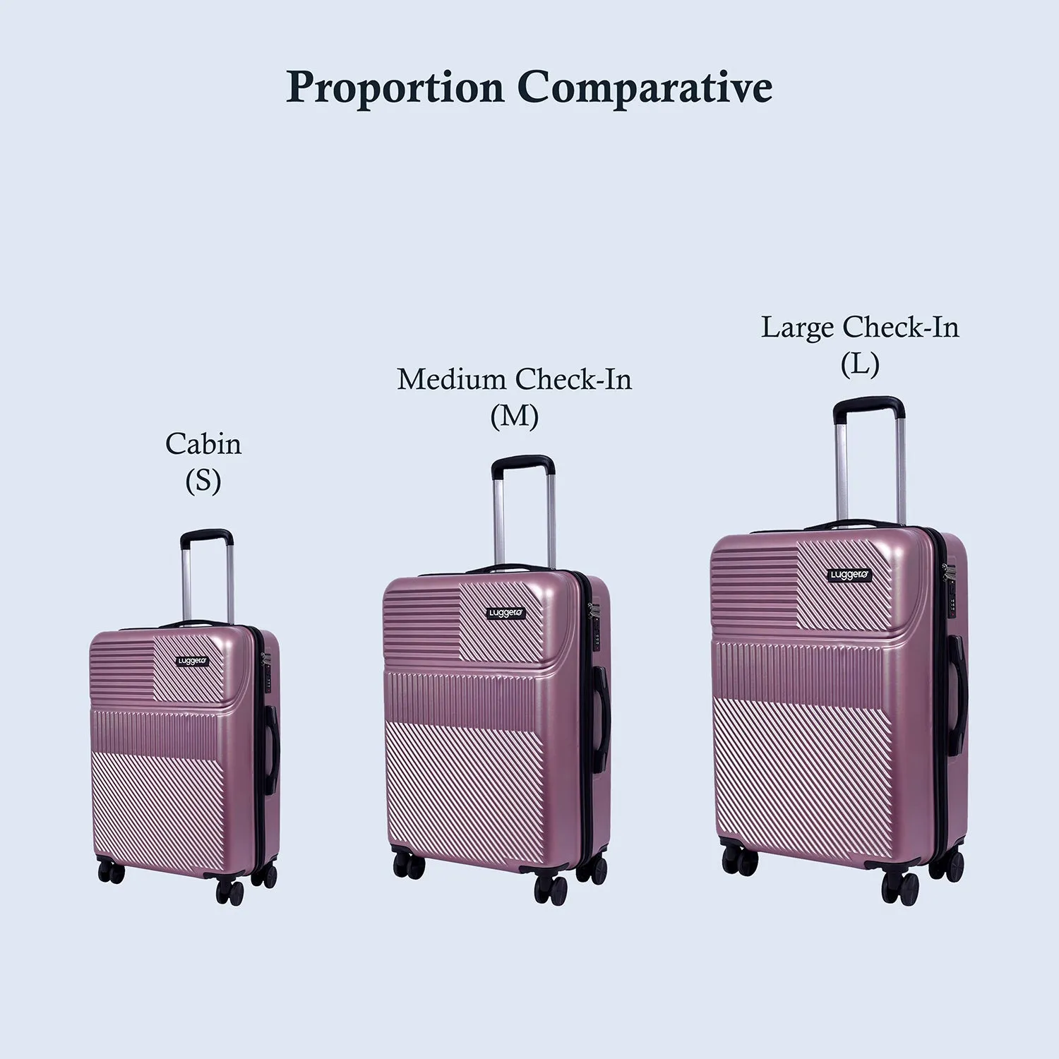Amiggo Rose gold Light weight luggage - Cabin, Medium & Large