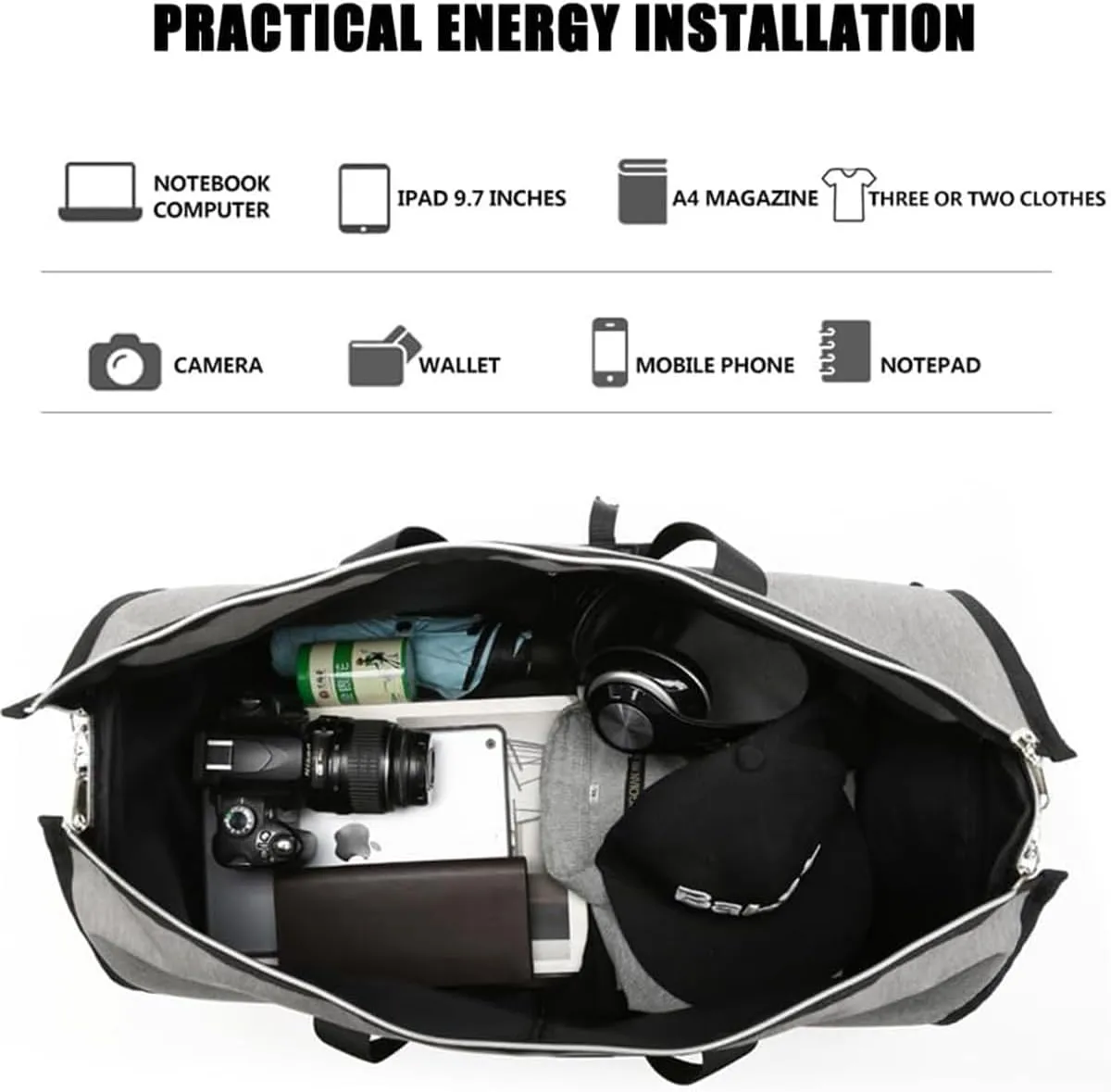 Amigo Bag Travel Bag, Foldable Clothing Bag Carry on Bag, Amigobag Luggage, Waterproof Large Capacity Suit Garment Duffel Bag, Garment Duffle Bags for Travel (Black/1pcs)