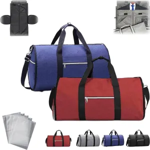 Amigo Bag Travel Bag, Foldable Clothing Bag Carry on Bag, Amigobag Luggage, Waterproof Large Capacity Suit Garment Duffel Bag, Garment Duffle Bags for Travel (Blue Red/2pcs)