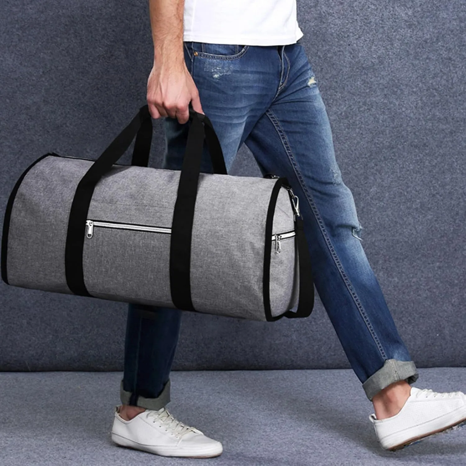 Amigo Bag Travel Bag, Foldable Clothing Garment Duffel Bag with Shoe Pouch, Waterproof Large Capacity Suit Carry-On Weekend Travel Garment Bag (Gray)
