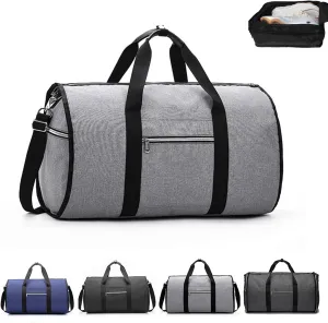 Amigo Bag Travel Bag, Foldable Clothing Garment Duffel Bag with Shoe Pouch, Waterproof Large Capacity Suit Carry-On Weekend Travel Garment Bag (Gray)