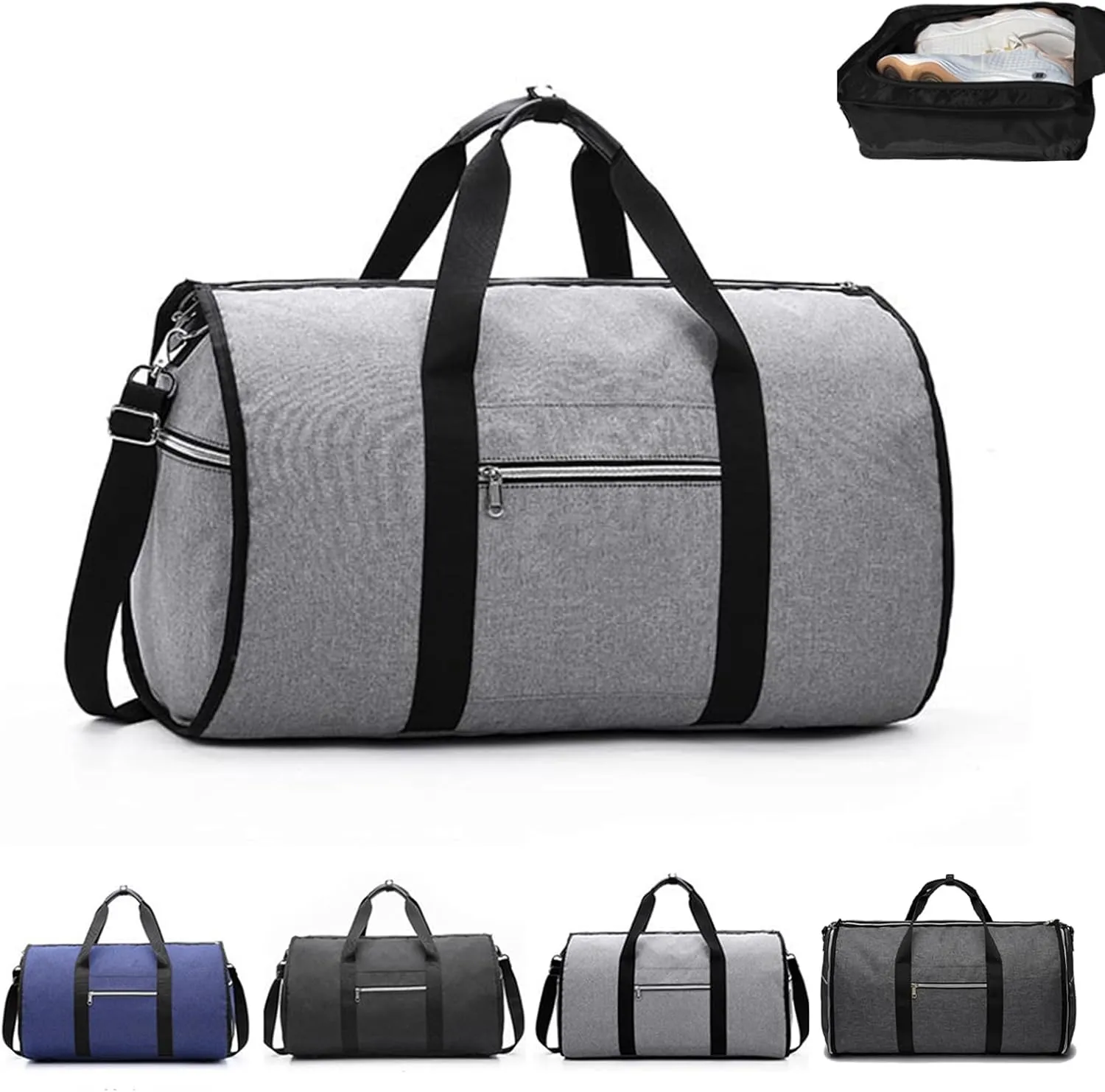 Amigo Bag Travel Bag, Foldable Clothing Garment Duffel Bag with Shoe Pouch, Waterproof Large Capacity Suit Carry-On Weekend Travel Garment Bag (Gray)