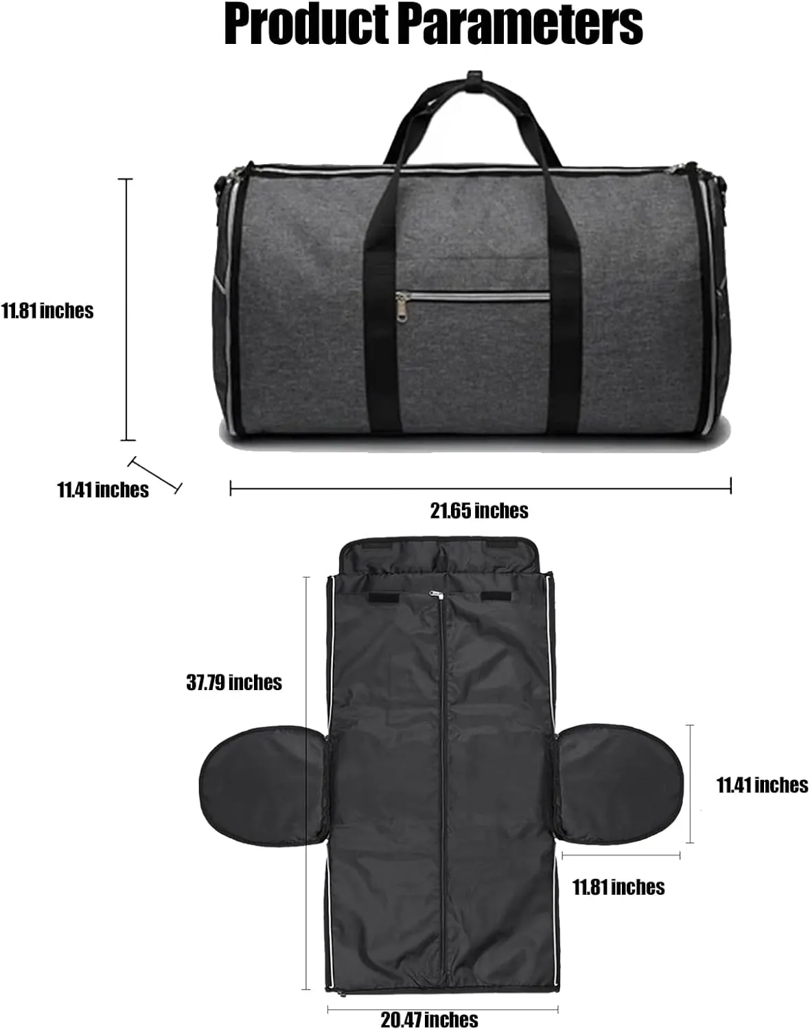 Amigo Bag Travel Bag, Foldable Clothing Garment Duffel Bag with Shoe Pouch, Waterproof Large Capacity Suit Carry-On Weekend Travel Garment Bag (Gray)