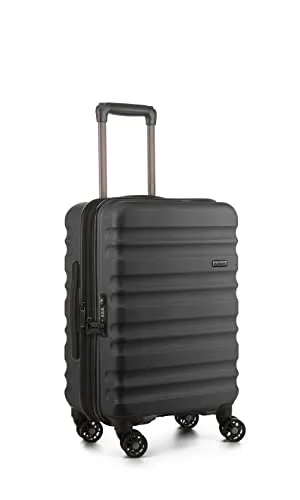 ANTLER - Cabin Suitcase - Clifton Luggage - Expandable Cabin, Black - 56x35x23, Lightweight Suitcase for Travel & Holidays - Carry On Suitcase with 4 Wheels & Twist Grip Handle - TSA Approved Locks