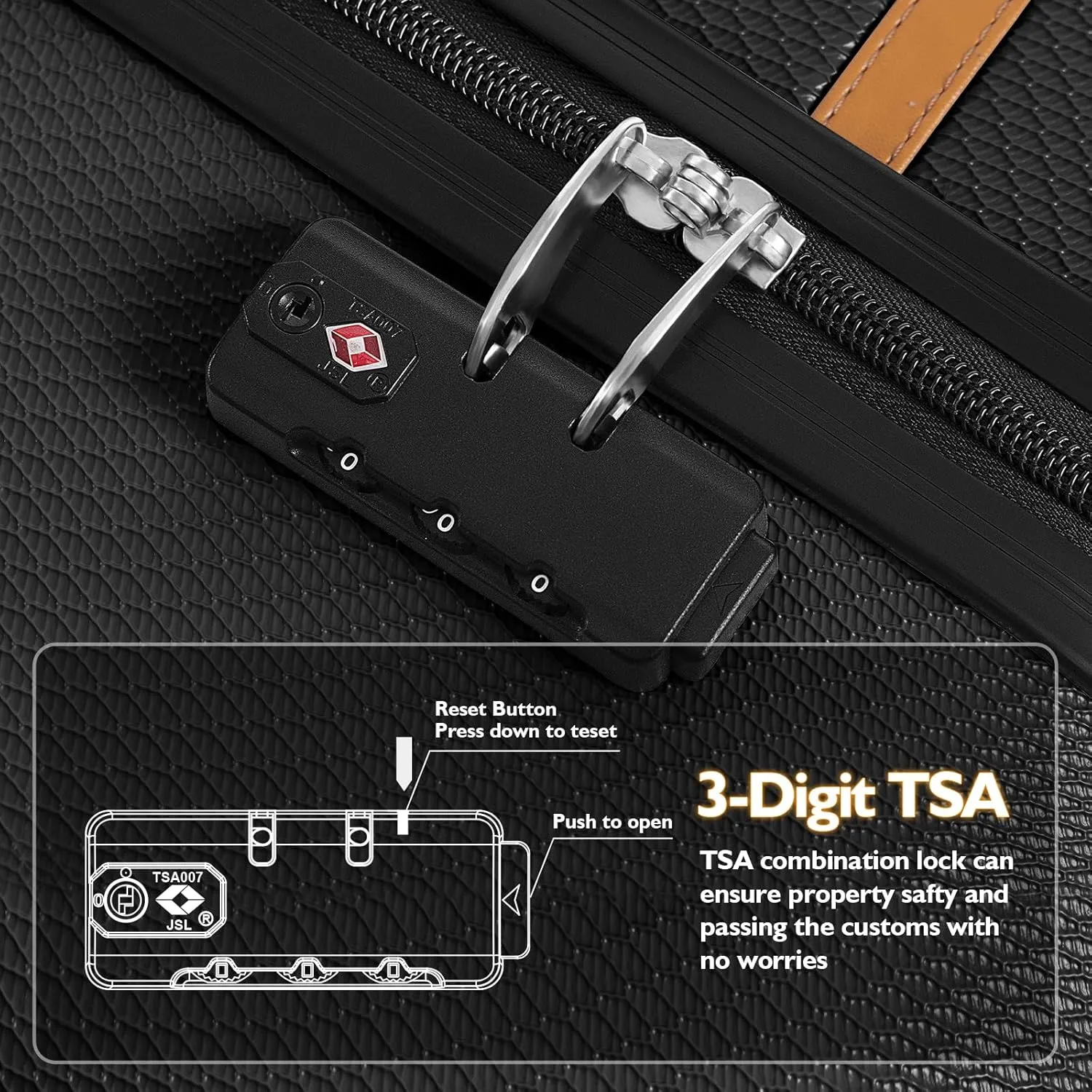 AnyZip Luggage Sets 3 Piece ABS PC Hardside Lightweight Suitcase with Spinner Wheels TSA Lock Carry on 20 24 28 Inch Black