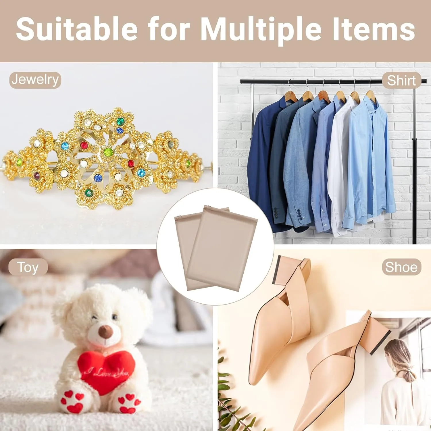 Apricot T Shirt Bags, 14x18 inch, Pack of 50, Frosted Zipper Bags for Clothes Packaging, Shipping, Small Business Mailing, Selling, Waterproof for Clothes, Dress, Sweater, Shoe