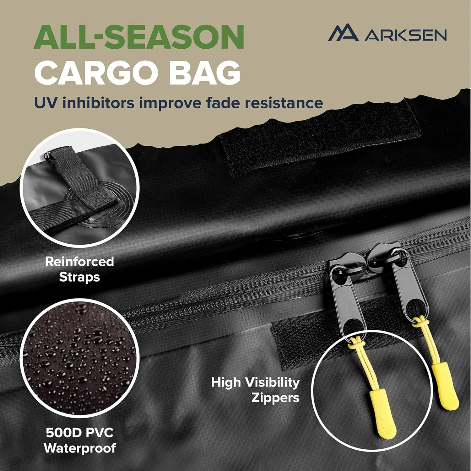 ARKSEN 43 x 39 x 6 Inch Universal 250LB Heavy Duty Roof Rack Cargo with 500D Waterproof Cargo Bag, Cargo Net & Ratchet Straps, Car Top Luggage Holder Basket for SUV, Truck, & Car Steel Construction