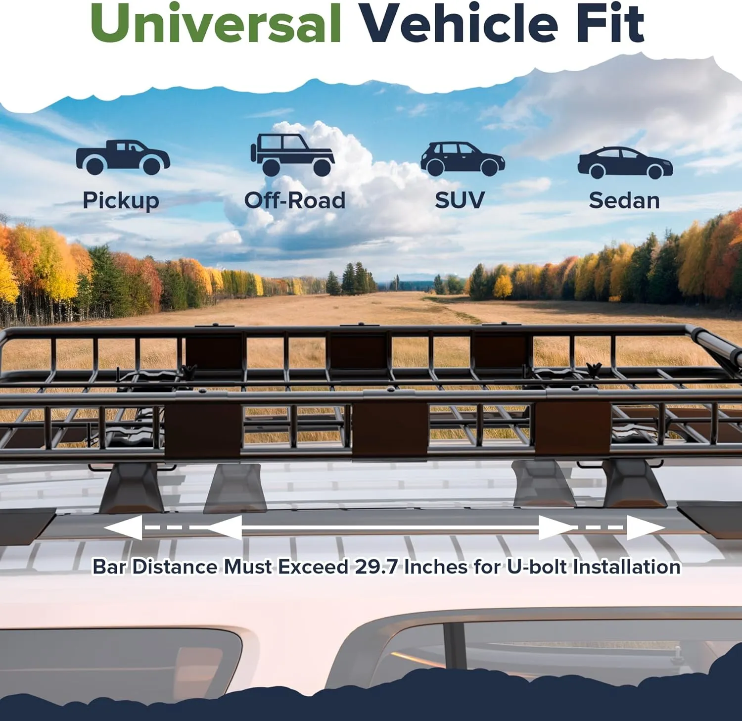 ARKSEN 54 x 39 x 5 Inch Upgrade Universal Roof Rack with Waterproof Bag, Cargo Net&2 Ratchet Straps - 250Lbs Capacity Heavy Duty Rooftop Cargo Carrier with Extension for Car, SUV & Pickup