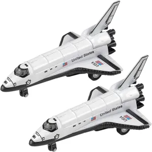 ArtCreativity Diecast Space Shuttle with Pullback Mechanism, Set of 2, 5 inches NASA Toys for Boys, Astronaut Cake Decorations, Space Theme Party Favors, Easter Basket Stuffer for Kids