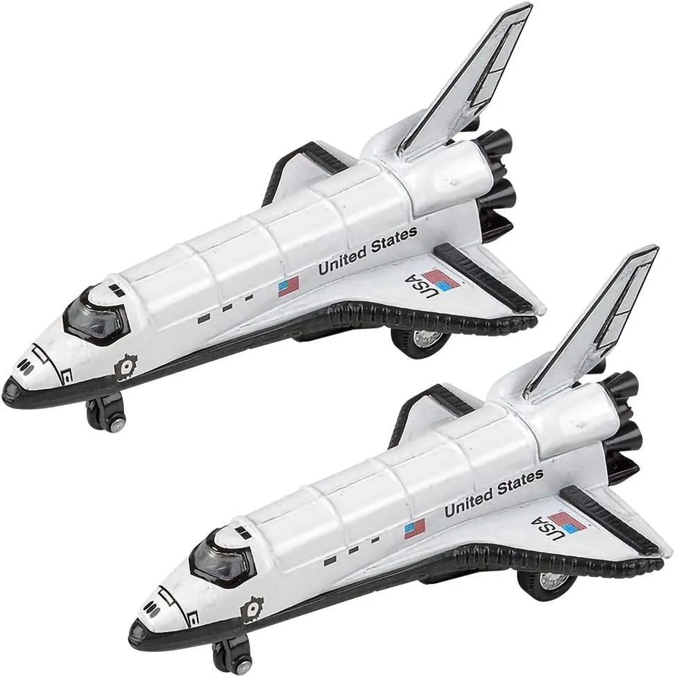 ArtCreativity Diecast Space Shuttle with Pullback Mechanism, Set of 2, 5 inches NASA Toys for Boys, Astronaut Cake Decorations, Space Theme Party Favors, Easter Basket Stuffer for Kids