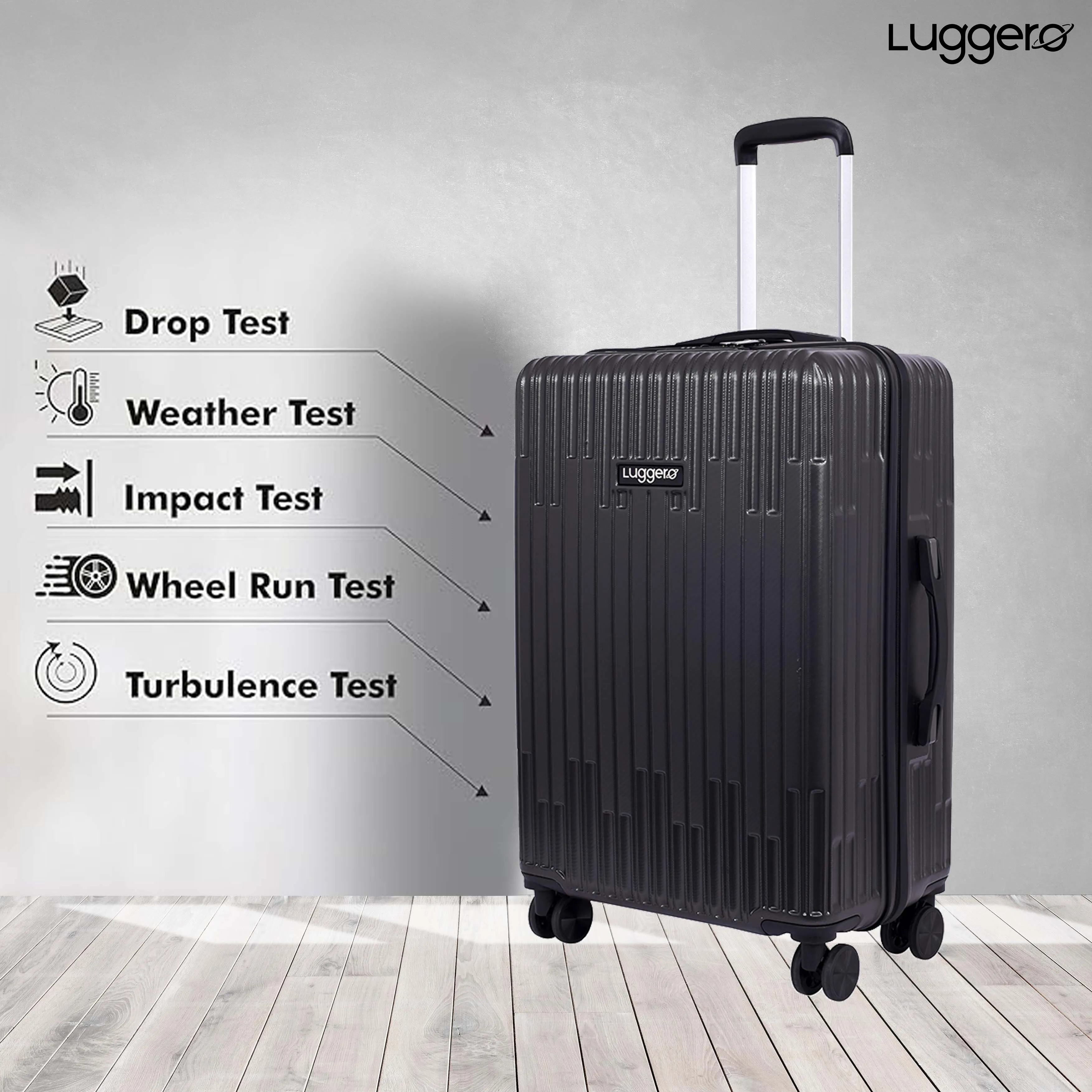 Aspire Dark Grey Light weight luggage - Cabin & Large