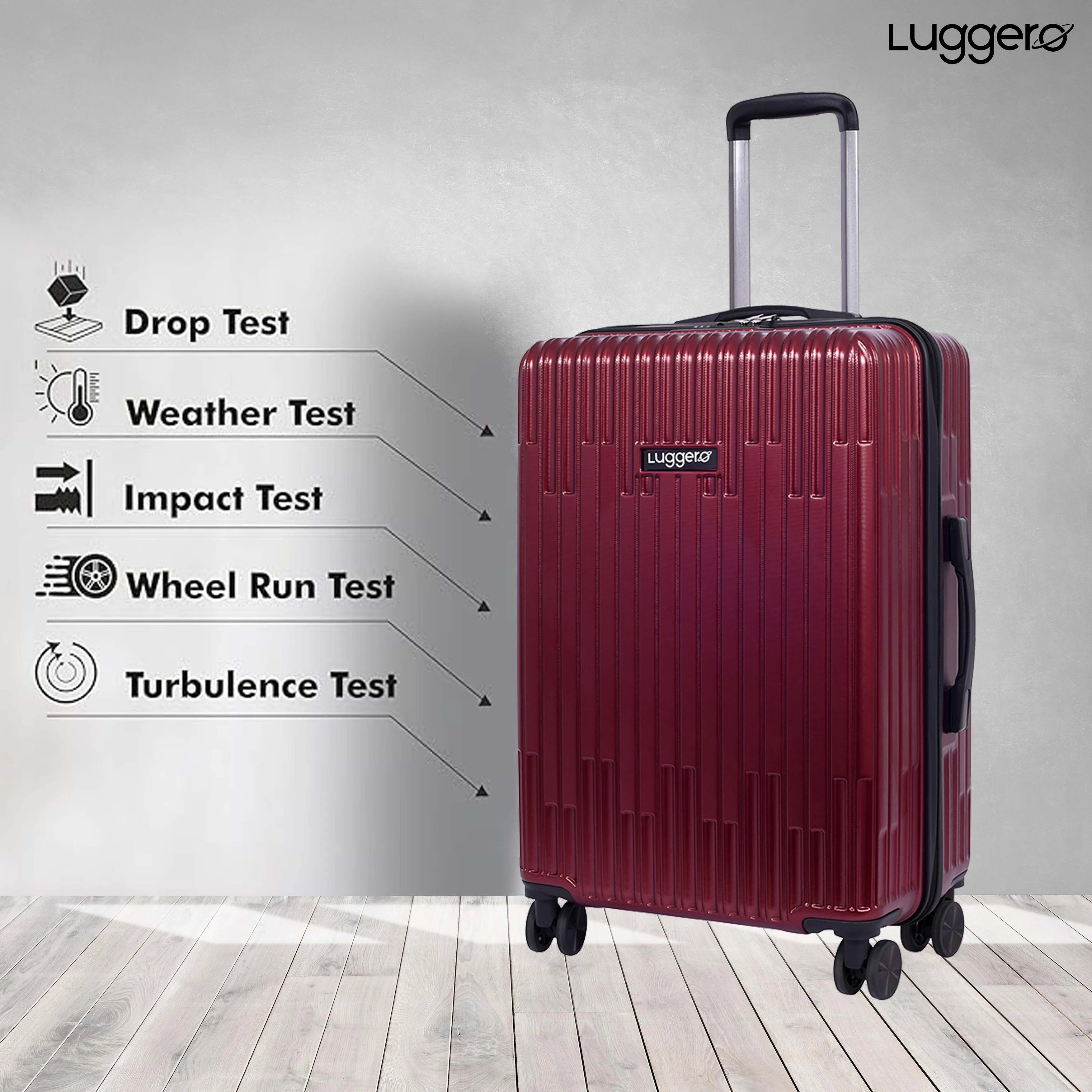 Aspire Deep Red Light weight luggage - Cabin & Medium