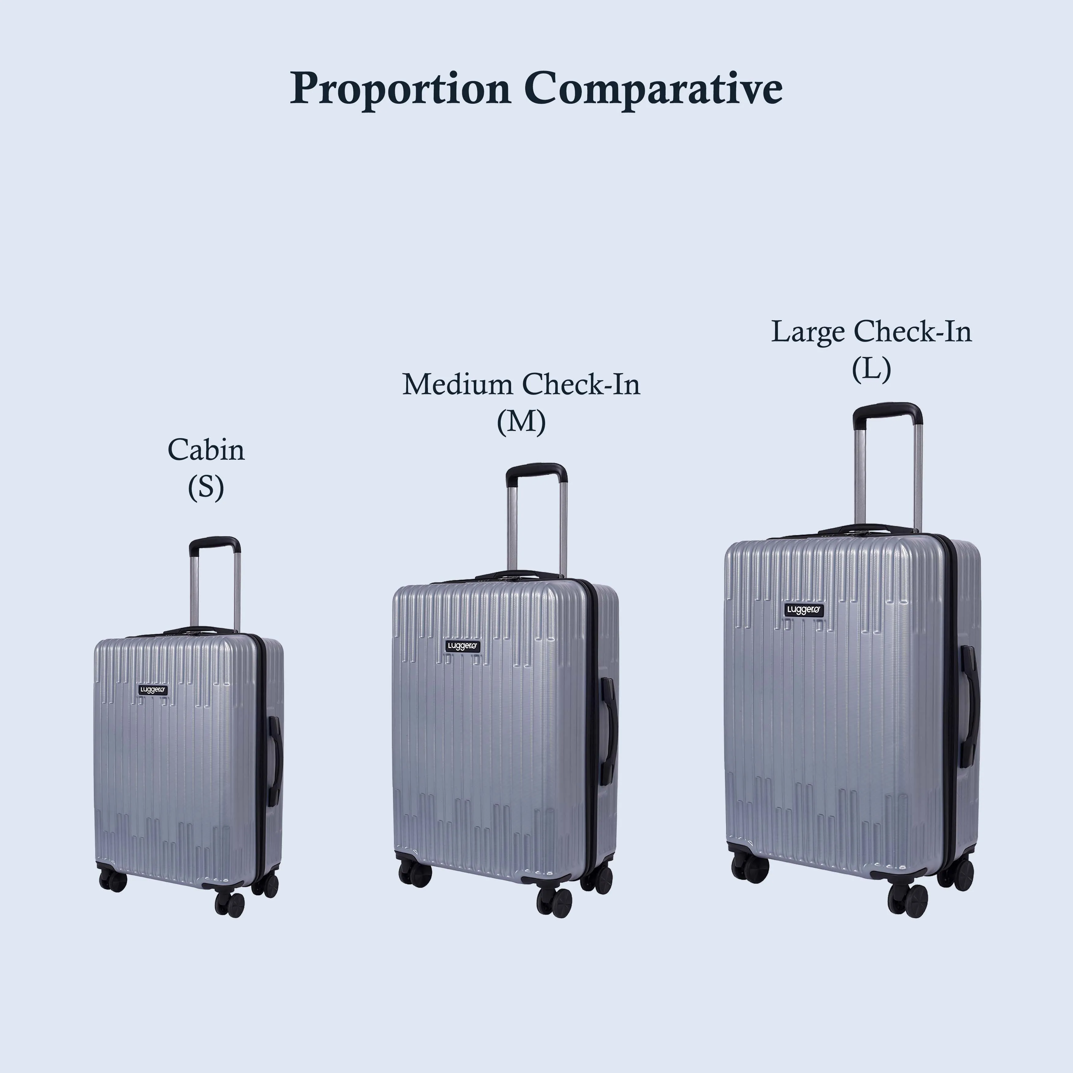 Aspire Silver Light weight luggage - Cabin, Medium & Large