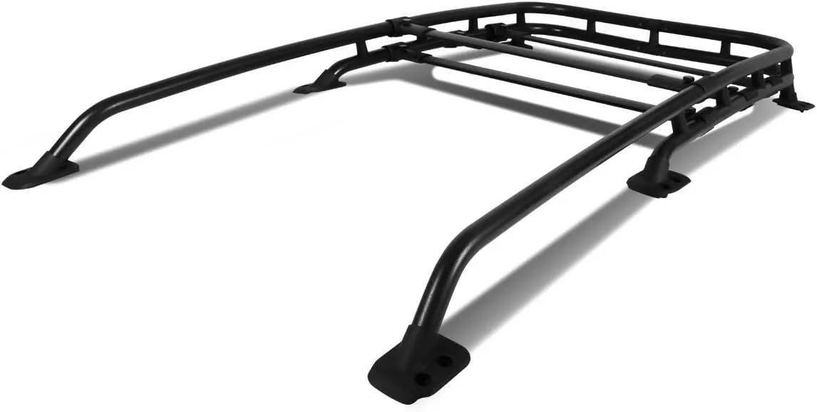 Auto Dynasty Compatible with FJ Cruiser Black-Coated Aluminum Roof Rack Rail Top Cargo Luggage Carrier