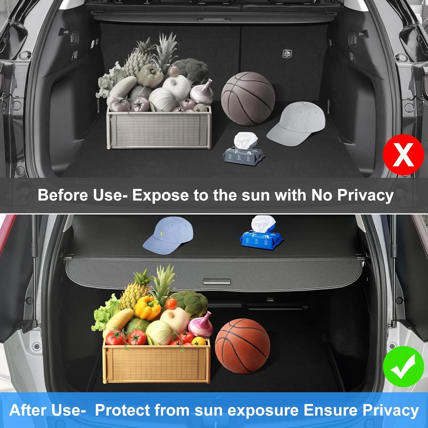 AUXKO Retractable Cargo Cover for Honda CRV 2023-2025, Trunk Shade Screen for 2024 2025 CRV, Anti-Peeping Luggage Privacy Shield, Carbon Fiber (NOT for Sport Touring Hybrid)