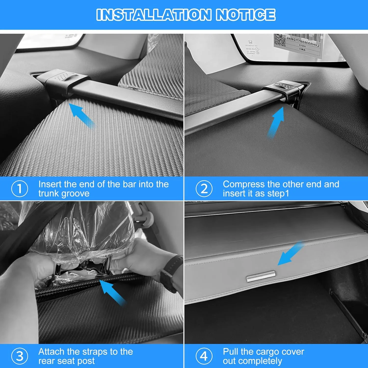 AUXKO Retractable Cargo Cover for Honda CRV 2023-2025, Trunk Shade Screen for 2024 2025 CRV, Anti-Peeping Luggage Privacy Shield, Carbon Fiber (NOT for Sport Touring Hybrid)